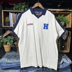 Vintage 90s Tommy Hilfiger Soccer Polo Shirt Mens XL White Embroidered Tee
